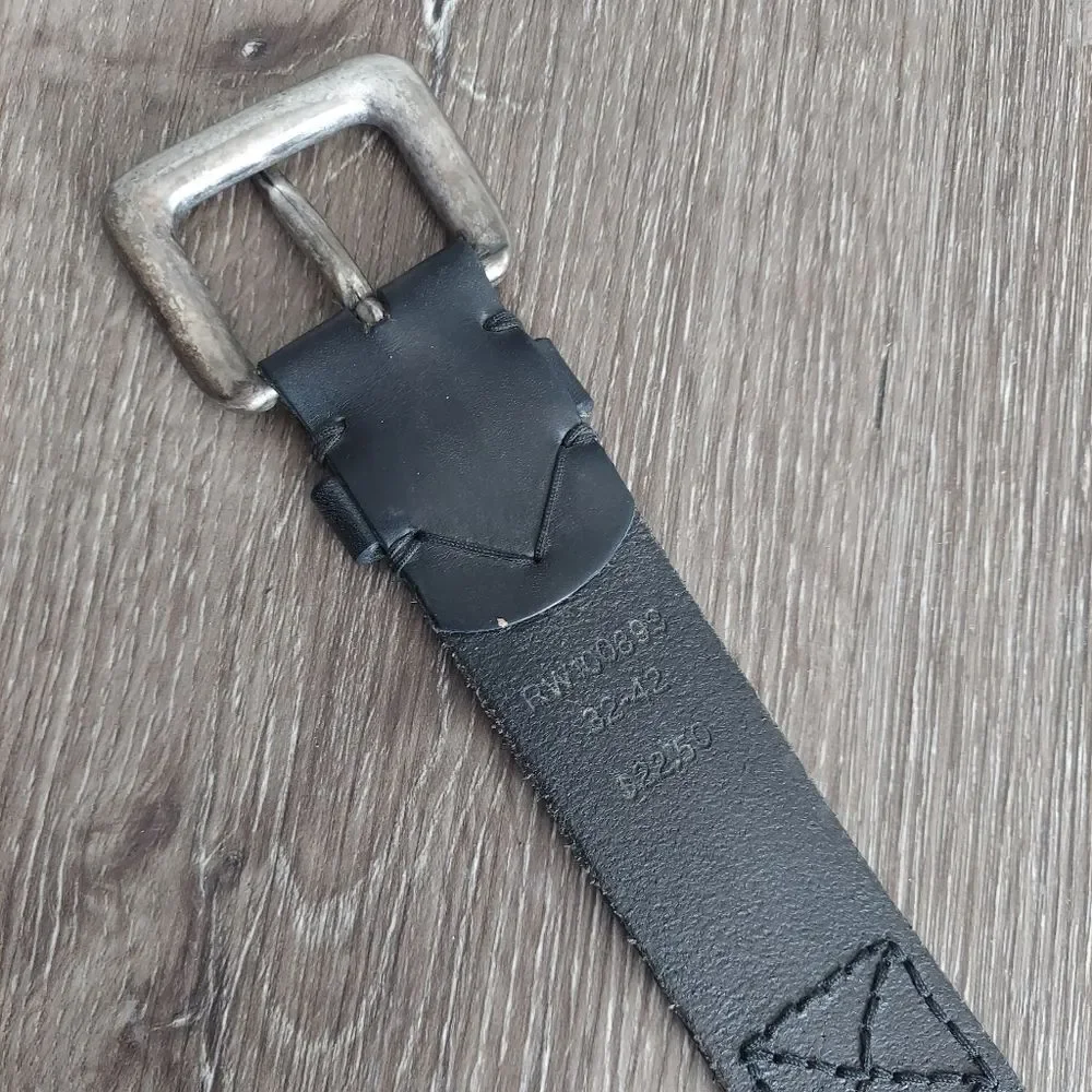 Men's Black Leather Woven Belt 40.5